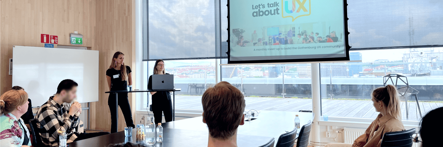 A picture of Kajsa Tunius speaking at an event together with Anna Rátkai