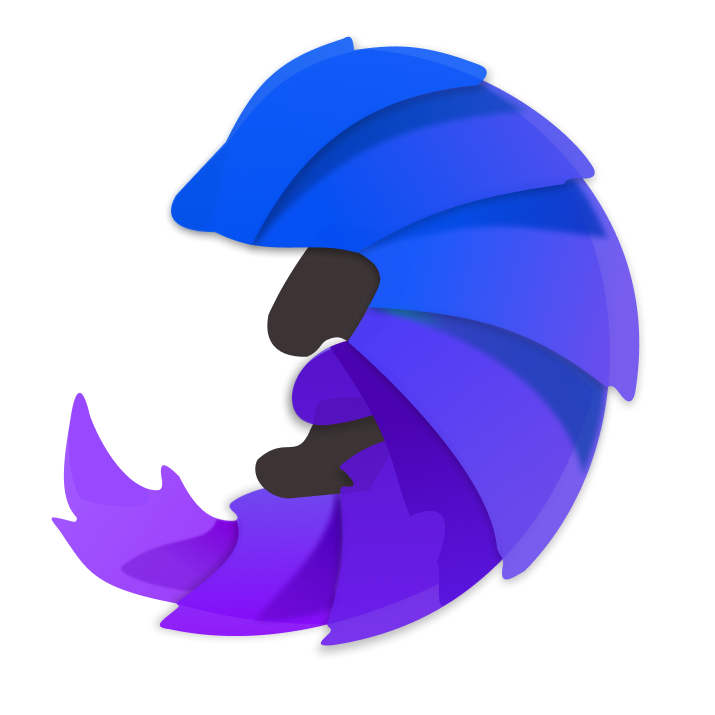 Logo consisting of a colorful pangolin